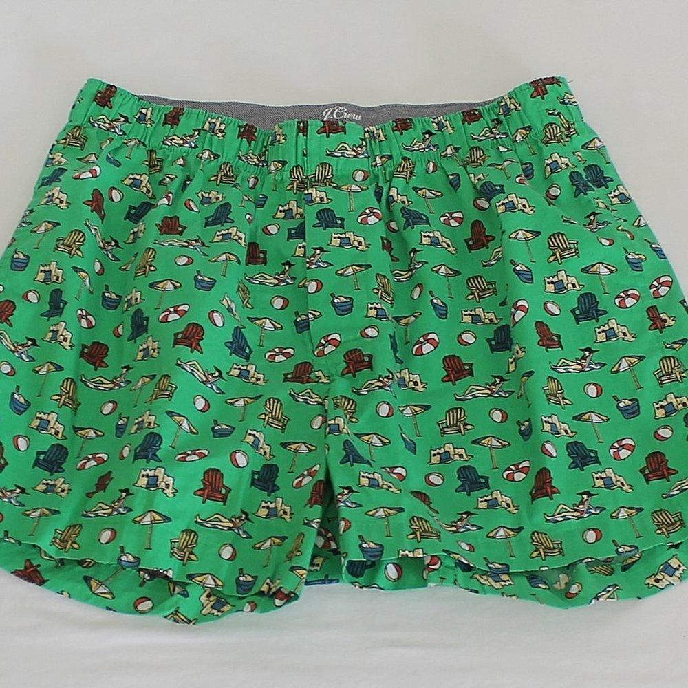 J Crew Printed Boxers Holiday Beach Green Multi